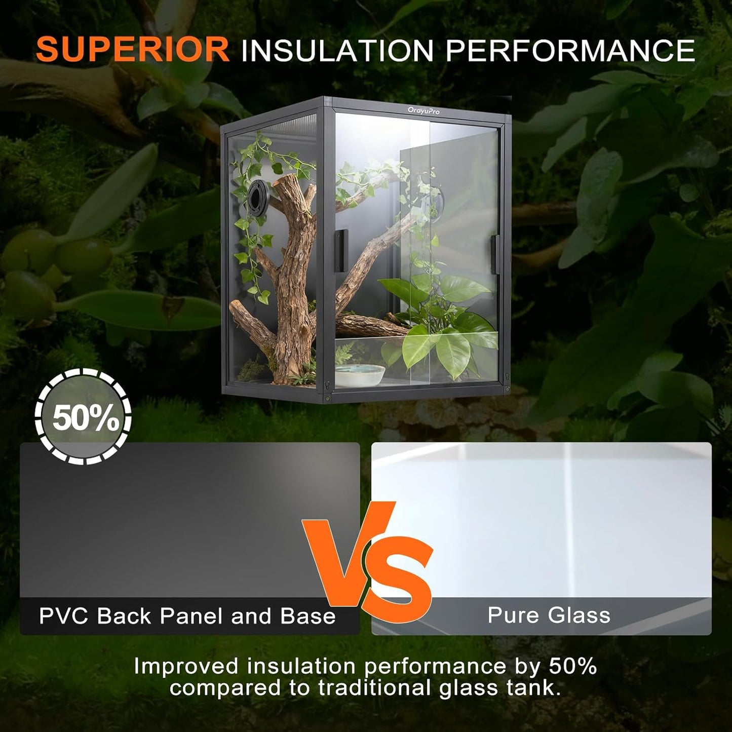 30 Gallon Reptile Tank, 18x18x24 inch PVC Reptile Terrarium, Lightweight Enclosure for Arboreal Gecko Lizard Snake Frog Chameleon