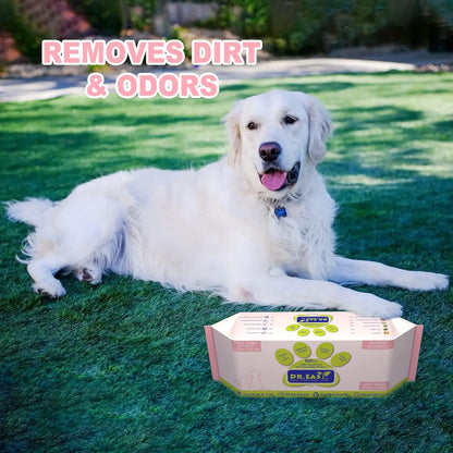 DR.EASY Super Caring Pet Wipes 100ct for Dogs and Cats, Cleans Ears, Face, Butt, Body and Eye Area – Convenient, Ideal for Home or Travel