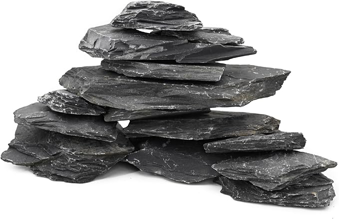 Unocho Aquarium Rocks 5lb Natural Slate Stone for Aquascaping Reptile Basking Platforms Terrariums Vivariums Paludariums Bonsai Miniature Fairy Gardens(2-4 inches)