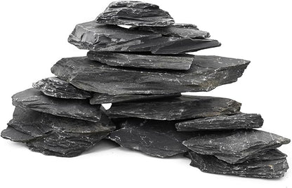 Unocho Aquarium Rocks 5lb Natural Slate Stone for Aquascaping Reptile Basking Platforms Terrariums Vivariums Paludariums Bonsai Miniature Fairy Gardens(2-4 inches)