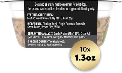 Cesar Simply Crafted Adult Wet Dog Food Meal Topper, Chicken, Duck, Purple Potatoes, Pumpkin, Green Beans & Brown Rice, 1.3oz. (10 Count, Pack of 1)
