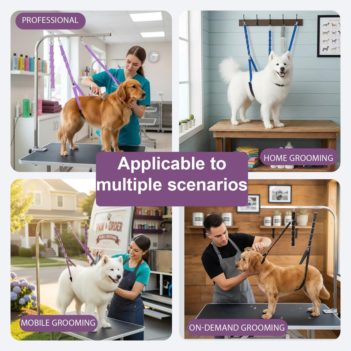 Dog Grooming Loops Supplies Pet Dog Grooming Belly Straps Belly Band Black Solf Comfrotable & Adjustable Grooming Tools for Grooming Tables Arms Ideal for Groomers (Orange)