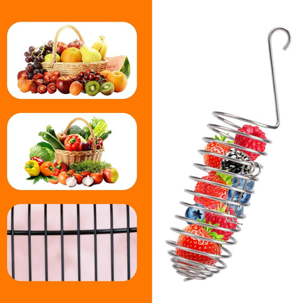 2pcs Bird Treats Holder, Stainless Steel Parrot Food Holder Hanging Basket Cage Accessories Bird Foraging Chew Toy Corn Cob Fruit Vegetable Millet Feeder for Macaw Cockatoo Parakeet Canary