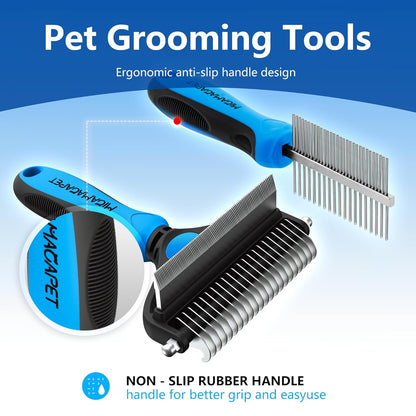 Pet Grooming Set with Shedding Brush and Dematting Comb，Brush for Long-haired Dogs，Dog Shedding Brush，Stainless steel teeth remove tangled hair，Pet Grooming Tools-Large