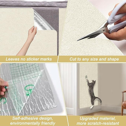 Cat Scratching Mat, 118.5"x15.9" Trimmable Self-Adhesive Cat Scratch Carpet,Couch Protector from Cats Claw, Furniture Corner Protectors for Cats,Indoor Furniture Protection for Chair,Wall,Sofa(White)
