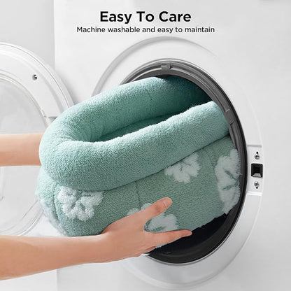 BALANCE Cat Beds for Indoor Cats, Washable Round Cat Bed, Cute 3D Flower Kitten Bed with Anti-Slip Bottom for Puppy and Kitten, 20 Inches, Green