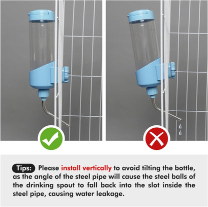 Vannon Top Fill Small Animal Water Dispenser for Cage, 23oz Auto Feeding Crate Water Bottle for Rabbit, Chinchilla, Ferret, Guinea Pig, Squirrel, Hedgehog, Pet Nozzle Diameter: 10mm, BPA Free, Blue