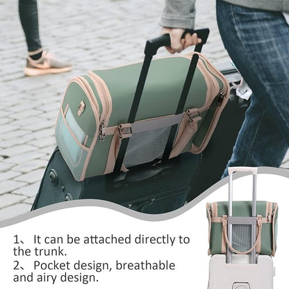 Airline Approved Pet Carrier Backpack, Waterproof PU Foldable Design with Light-Blocking Ventilation, TSA-Compliant Travel Bag for Cats & Small Dogs – Easy Hose Wash & 360° Breathable Mesh
