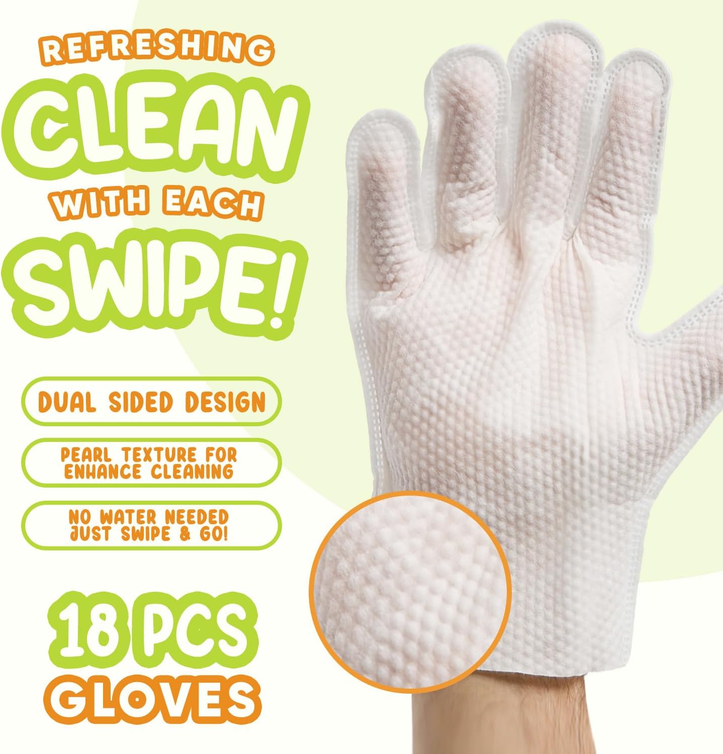 Pet Glove Wipes for Dogs & Cats | Nourish & Clean Fur & Skin | Coconut Oil & Chamomile Rinse-Free Wipes | Bathing Glove Wipes for Daily Care and Traveling | Natural, Hypoallergenic (18 Pack)