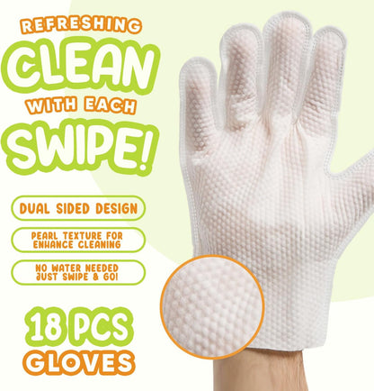 Pet Glove Wipes for Dogs & Cats | Nourish & Clean Fur & Skin | Coconut Oil & Chamomile Rinse-Free Wipes | Bathing Glove Wipes for Daily Care and Traveling | Natural, Hypoallergenic (18 Pack)