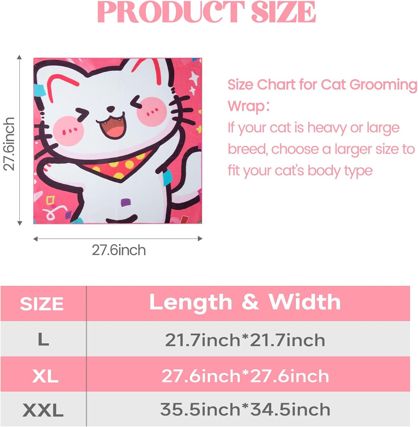 27.6" Cat Wrap for Cutting Nails, Cat Restraint for Nail Clipping, Cat Swaddle Wrap, Cat Burrito Wrap Can Be Applied to Cat Nail Trimming, X-Large, Within 15lbs