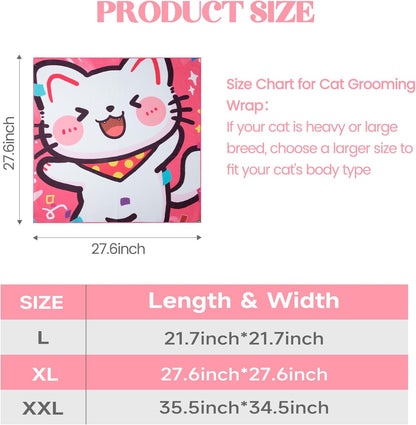 27.6" Cat Wrap for Cutting Nails, Cat Restraint for Nail Clipping, Cat Swaddle Wrap, Cat Burrito Wrap Can Be Applied to Cat Nail Trimming, X-Large, Within 15lbs