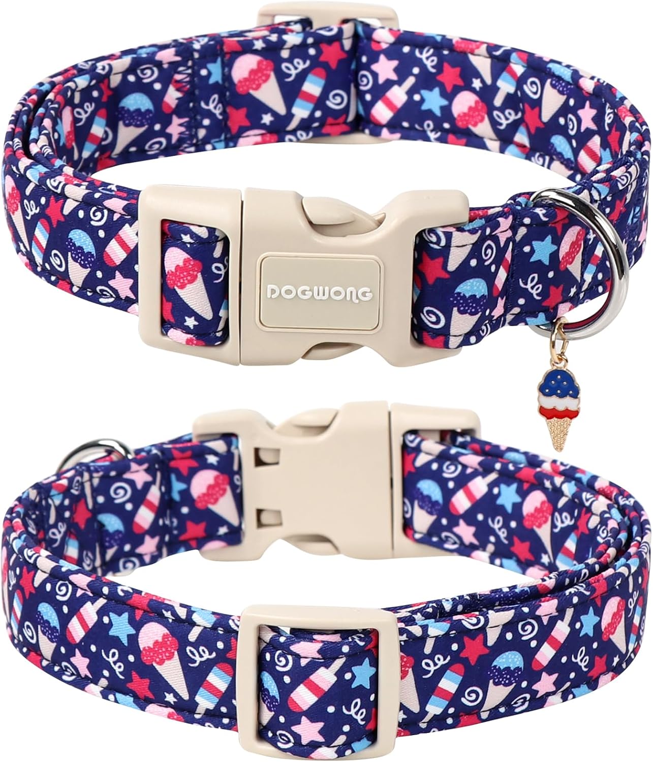 DOGWONG Patriotic Flag Dog Collar, 4th of July American Flag Dog Collars, Adjustable Cute Patriotic Pet Collars Fourth of July Design Dog Collar for Small Medium Large Dogs
