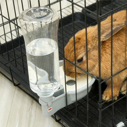 VANNON 23oz Pet Water Bottle, Gravity Dog Water Bowl Dispenser for Cage, Anti-Overflow Water Dispenser for Small Dogs, Cats, Rabbits and Other Small Animals, BPA Free, Grey