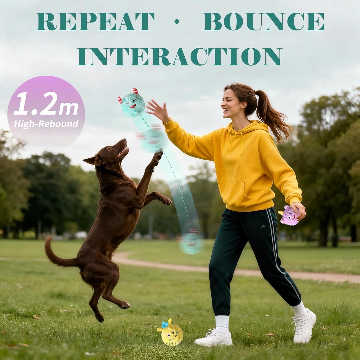 DKING 3Pack Squeaky Dog Balls,2 in1 Funny Puppy Ball Toys,Birthday Dog Toy for Small Medium Dogs (Monster Ball)