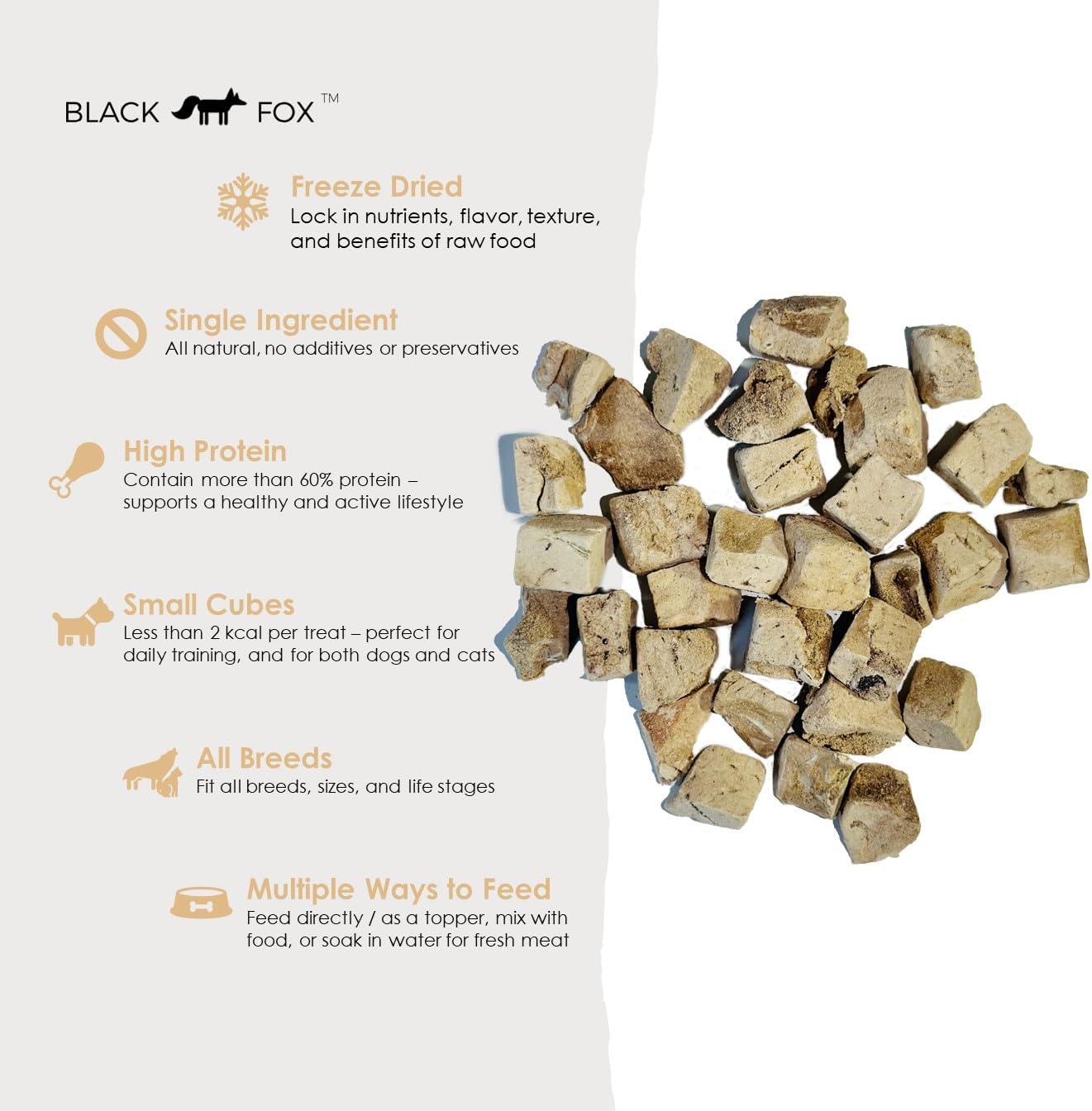 BLACK FOX Freeze-Dried Chicken Liver Training Treats for Dogs and Cats | 270 Treats, 4oz Single Ingredient, Raw, Healthy, All Natural, Human Grade, Recyclable Packaging