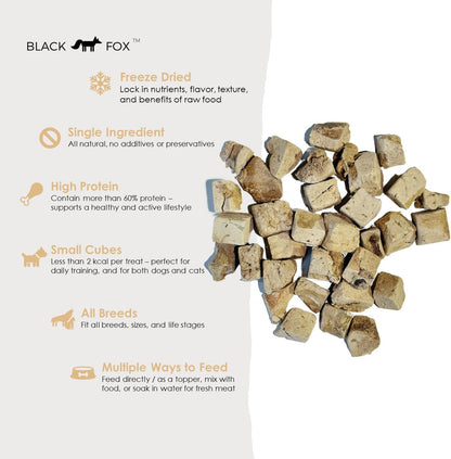 BLACK FOX Freeze-Dried Chicken Liver Training Treats for Dogs and Cats | 270 Treats, 4oz Single Ingredient, Raw, Healthy, All Natural, Human Grade, Recyclable Packaging