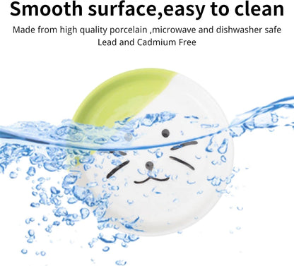 Tilted Elevated Cat Bowl, Food & Water Cat Bowl， Ceramic Pet Food Bowl for Flat Faced Cats, Protect Pet's Spine, Dishwasher Safe