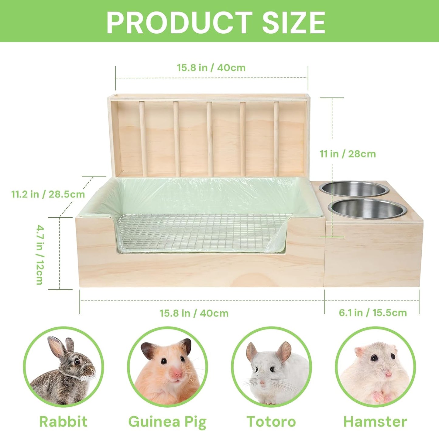 3-in-1 Steel Grids Rabbit Litter Box with Hay Feeder & Waste Collection – Bunny Toilet Training Kit, Large Plastic Potty for Rabbits, Guinea Pigs, Small Animals – Easy Clean, Durable, Odor Control