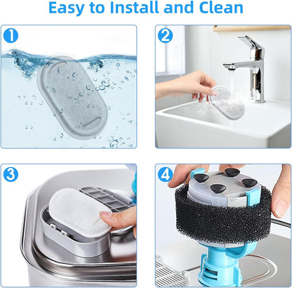 40 Pack Cat Water Fountain Filters-Cat Fountain Replacement Filters for Stainless Steel 108/3.2L& 67oz/2L Adjustable Water Flow Pet Water Fountain(20 Pack Pet Water Filter Refills+20 Pack Sponges)