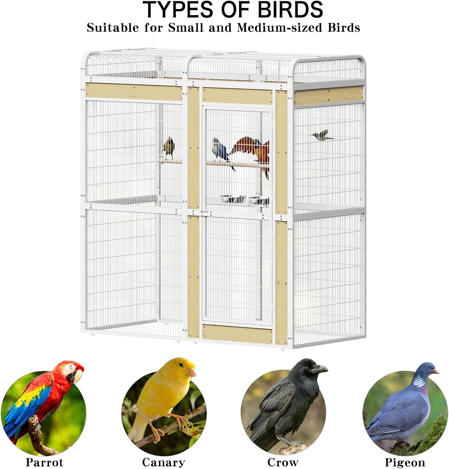 Large Bird Cage for Parakeets Outdoor Bird Aviary Parrot Cage with Perch, Birdcage for Macaws Canaries Parrots Budgie Lovebirds-White
