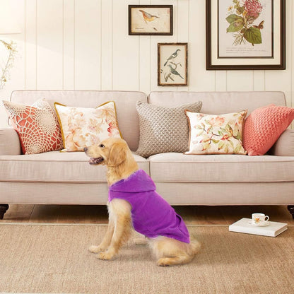 EXPAWLORER Dog Hoodie Fleece Sweater Vest, Hooded Dog Sweatshirt Fall Winter Pet Clothes with Leash Hole, Sleeveless Warm Cozy Puppy Clothing for Cat Small Medium Large Dogs Girl Boy, Purple XS