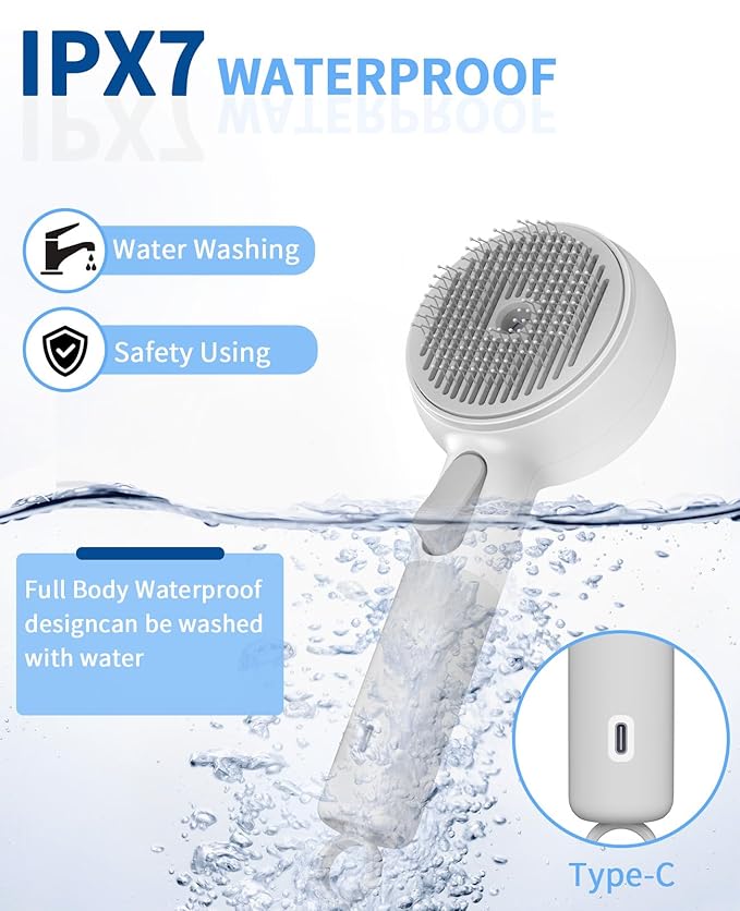 Cat Steam Brush, Cat and Dog Steam Brush, for Shedding with Release Button, 2 Speed Adjustable Spray USB Rechargeable Pet Grooming Supplies, for Dogs and Cats Pet Hair