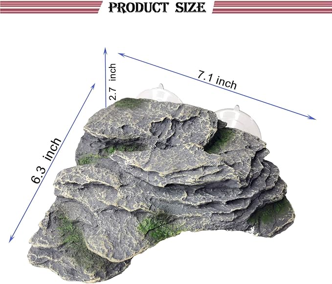 PINVNBY Basking Platform for Turtles Tortoise Dock Resin Resting Rock Reptile Habitat Climbing Ornament Floating Ledge Aquarium Decoration with 2 Pcs Suction Cups for Frogs, Newts,Lizard(3 Pcs)
