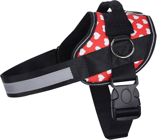 Joyride Basic Essential Dog Harness 1.0 - Small, Medium, Large Dogs, No-Pull Pet Vest with 3 Side Rings for Leash Placement, Adjustable for Training (Red Hearts, 2XL)