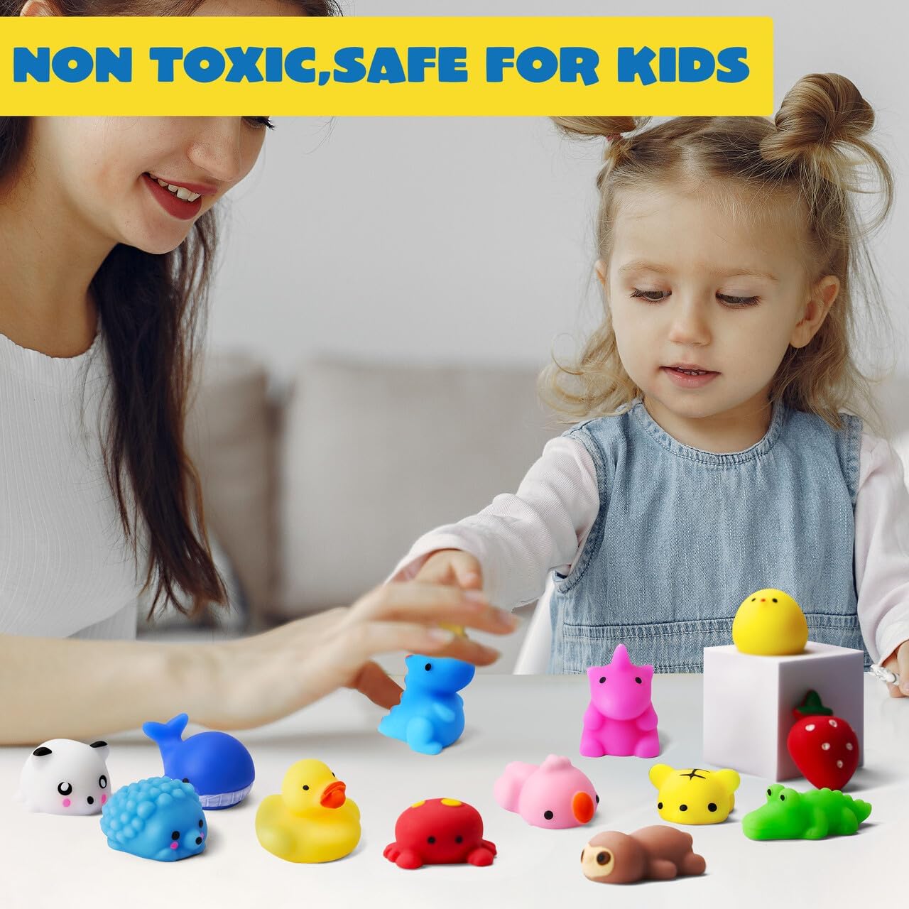 JOYIN Mochi Squishy Toy Set, 100 Pack Mini Squishy Mochi, Party Favors for Kids, Kawaii Stress Relief Toys, Basket Stuffers, Goodie Bags Fillers, Birthday Gifts, Classroom Prizes