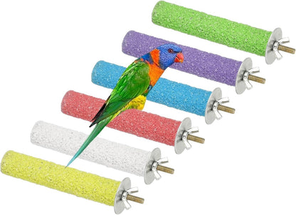Parrot Perch, Wooden Parrot Perch Stand Toy, Paw Grinding Stick, Bird Cage Accessories, 4 x 0.8in (6 Colors, 6 Pcs) Birds Toys Intended for Cage/Parakeets/Conure/Budgie