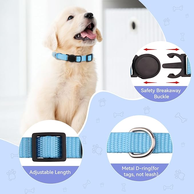 20 Pack Puppy Collars,Puppy Collars for Small Puppies Litter Safety Buckle Soft Nylon Whelping Collars Newborn Puppy Collars for Litter Puppies Collars(S)