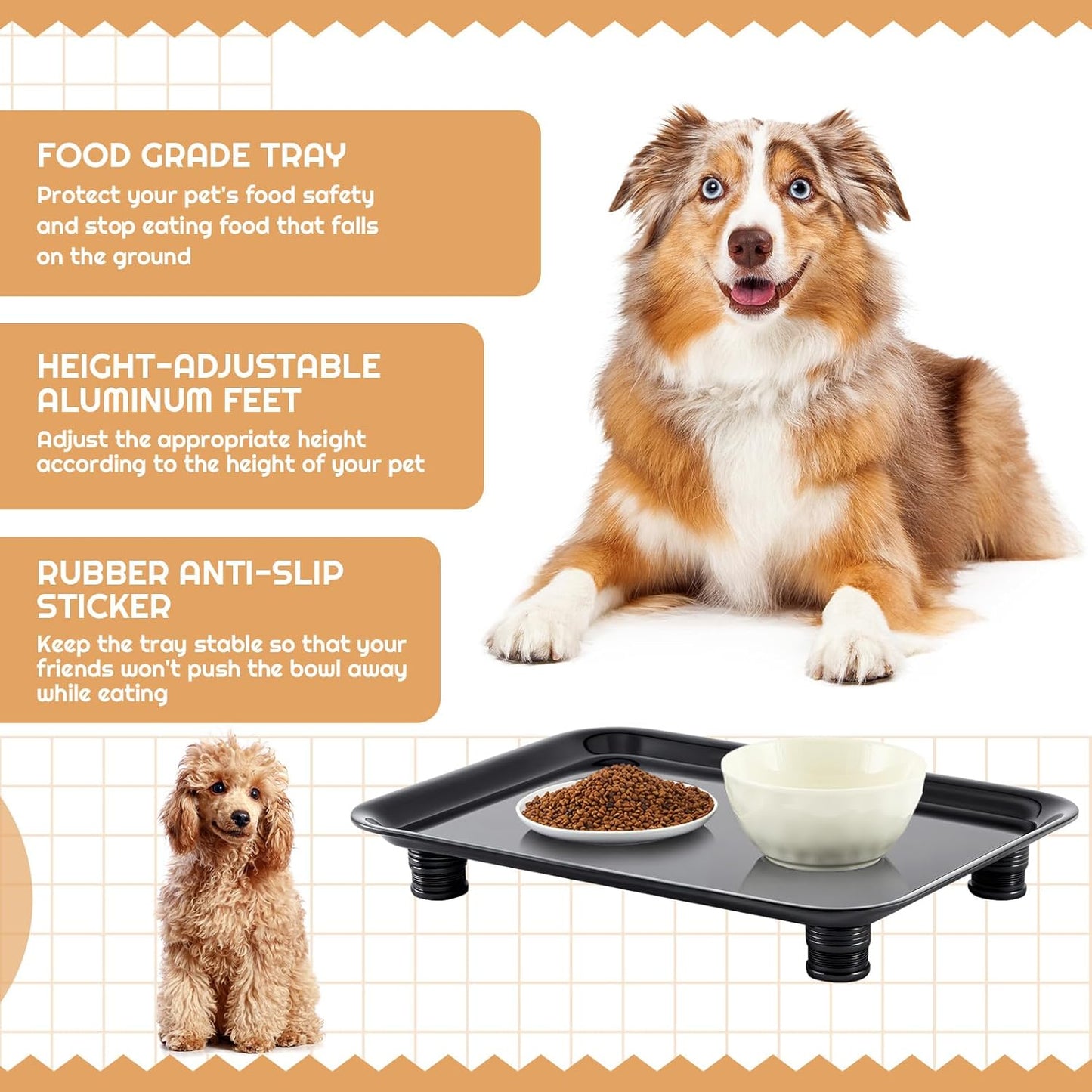 Marsui Ant Proof Cat Dog Bowl Tray - Waterless, Height Adjustable Legs for Pet Neck Comfort No Pest Pet Food Feeding Station, Kitchen Sweets & Trash Ant Barrier(23mm-37mm)