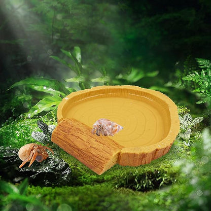 Hermit Crab Pool, Resin Reptile Water Bowl & Bathing Dish, Aquarium Tank Cage Habitat Accessories for Small to Medium Hermit Crab Turtles Lizard Frog Gecko Bearded Dragon