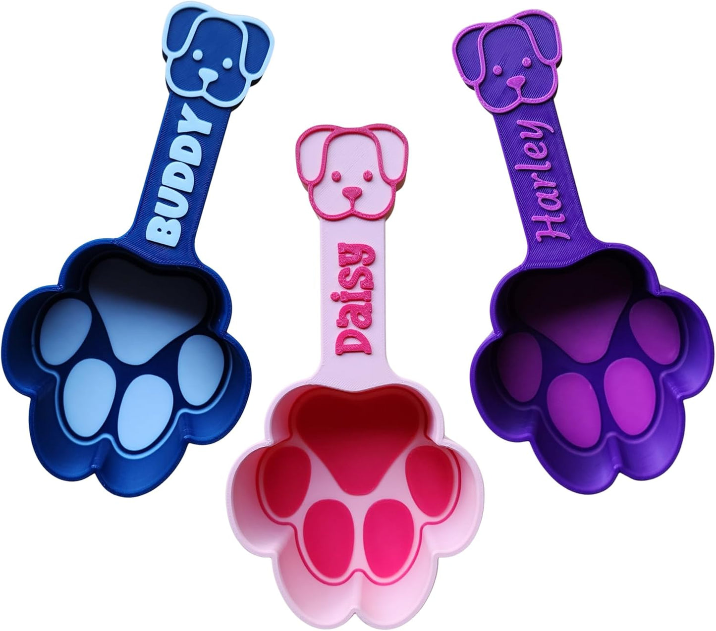 Personalized Dog Food Scoop, Paw Print Pet Food Measuring Cup with Pup Face Handle and Name, Kibble Scoop (8 oz – 1 cup)