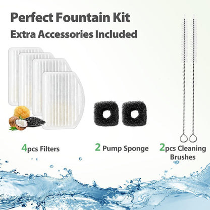 ORSDA Cat Water Fountain Stainless Steel, 3L Automatic Pet Drinking Fountain for Cats Inside, Dog Water Dispenser with Adjustable Water Flow and 6 Replacement Filters for Cats, Dogs