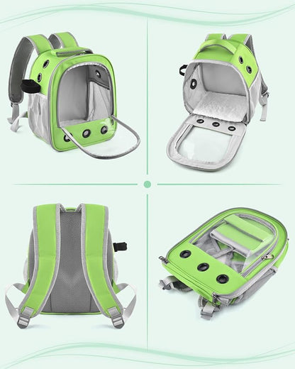 Guinea Pig Carrier Backpack, Portable Rabbit Travel Carring Bag for Pet Bunny Chinchilla Bearded Dragon Hamster Parrot Outgoing Pouch Case with Water Bottle Holder & Detachable Pad (Green)