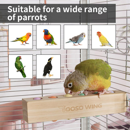 Bird Toys & Bird Perch, Bird Wooden Block Chewing Toy Parrot Foraging & Puzzle Toys Bird Cage Accessories for Conures Parakeets Cockatiels Lovebirds African Grey Macaws (Spinning Ball)