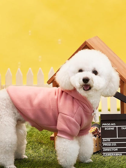 QWINEE Basic Dog Hoodie Sweatshirt Puppy Sweater Warm Cat Costumes Pet Clothes for Chihuahua Puppy Kitten Small Medium Dogs Black and Pink X-Large