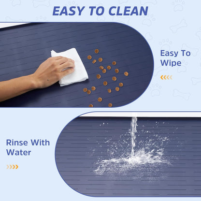 Large Dog Mats for Food and Water, 40"x30" Waterproof Pet Food Mats for Floor Nonslip Silicone Bowl Mats with Raised Edges