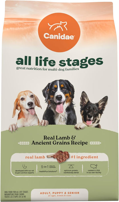 Canidae All Life Stages Real Lamb & Ancient Grains Recipe – High Protein Premium Dry Dog Food for All Ages, Breeds, and Sizes– 5 lbs.