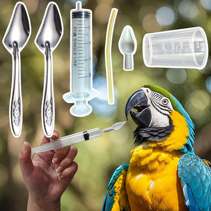 Baby Bird Feeding Syringe Set, Pet Parrot Milk Feeding Syringe with Tubes, Parrot Feeding Tubes Measuring Tools for Feeding Pets Scientific Industrial Labs… (20ml + 2 spoons)