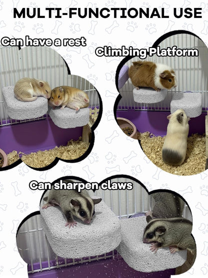 Lava Ledges for Rats 3 Pack Hamster Climbing Ledge Platform Pumice Ledge Shelf Pet Chewing Grinding Toys Small Animals Cage Accessories for Mouse Guinea Pig Gerbil Gray