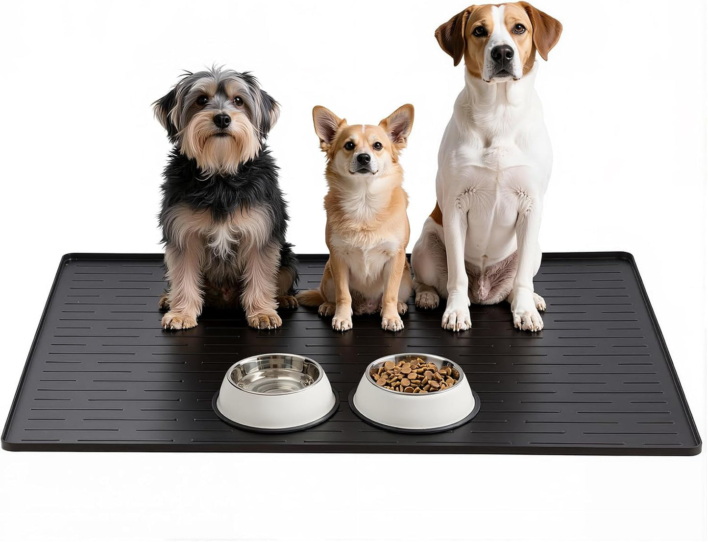 Large Dog Mats for Food and Water, 40"x30" Waterproof Pet Food Mats for Floor Nonslip Silicone Bowl Mats with Raised Edges