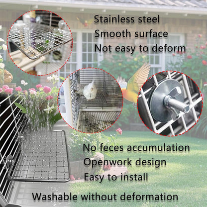 Parrot Perch Platform, Stainless Steel Bird cage Stand, Bird cage Accessories, Suitable for Birds, Parrots, Macaws, Budgies, Parakeets, Hamsters and Other Small Animals (Large, 7 * 11in)