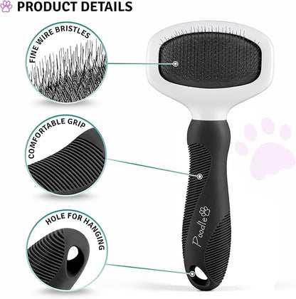 Poodle Pet Slicker Brush - For Dogs, Cats, and Rabbits - Removes Matted Fur, Knots, and Loose Hair - Suitable for Grooming Doodles and Goldendoodles with Short or Long Hair