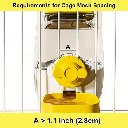 35oz Rabbit Water Bottle, Pet Hanging Automatic Water Dispenser for Small Animal Ferret Guinea Pig Chinchilla Dog Cat (Cage Grid Spacing 1.1''-2.1'') (Yellow)