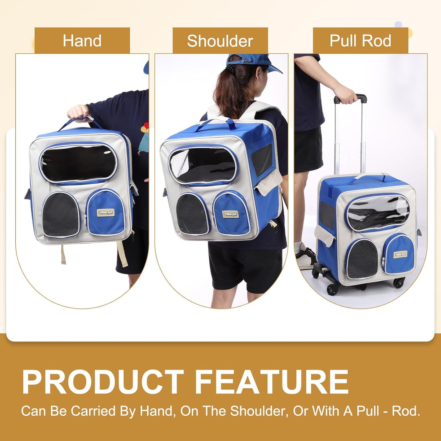 Pet Backpack Carrier, Portable and Ventilated, Nylon Dogs Cats and Small Animal Travel Bag 14.17", (Orange, 1 Pcs), Intended for Hiking/Camping/Traveling