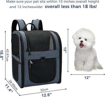 Apollo Walker Dog & Cat Carrier Backpack for 4-18lb Pets - Ventilated Safe Design with Padded Back Support, Breathable Mesh Pet Backpack for Hiking, Travel, Outdoor (Navy)