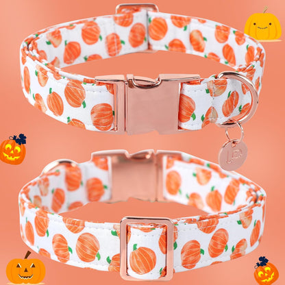 Halloween Dog Collar with Metal Buckle Gift Fall Dog Collar for Small Medium Large Girls or Boys Dogs Cute Pumpkin Cotton Pet Collars